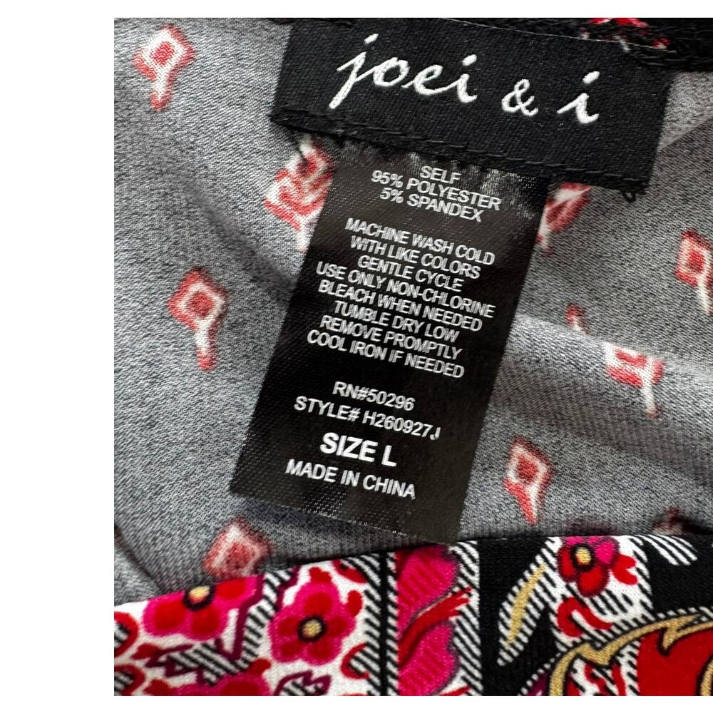 Joei & i Size Large Dress Deep V Neck Black Pink Paisley - Picture 4 of 8